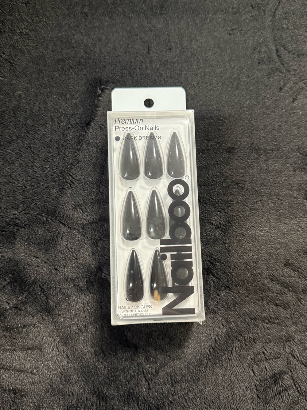 Nailboo Premium Press-On Nails - Dark Dreams Black Stiletto Set